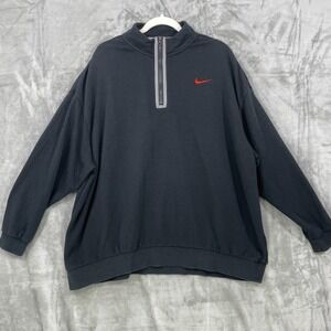Nike Pullover 1/4 Zip Sweater Mens XXL Black Quarter Zip Embroidered Swoosh